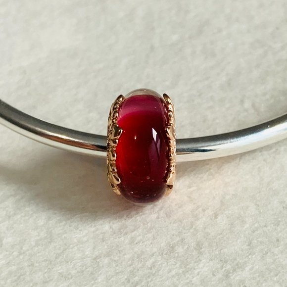 Pandora Pink Murano Glass & Leaves Charm 788244 - Picture 2 of 7